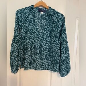 NWOT Blue Rain Clothing - Green with White Flowers Blouse